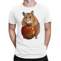 Hamster With Big Red Apple, Original Illustration, Cute Animal, Fruit T-shirt | Artistshot