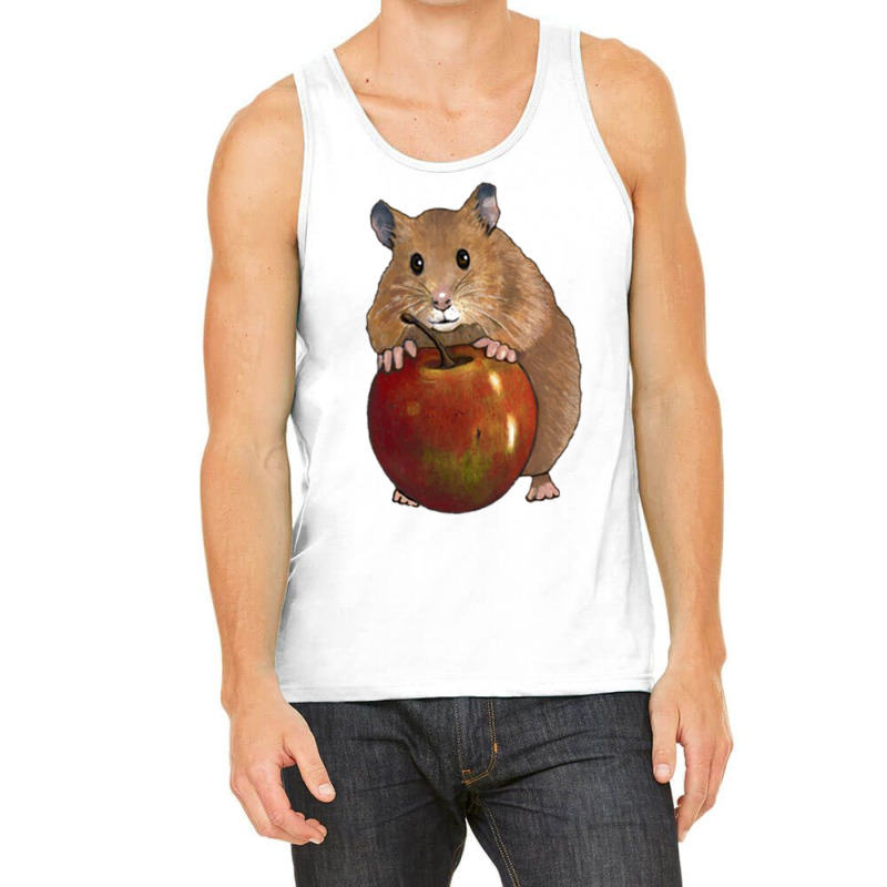 Hamster With Big Red Apple, Original Illustration, Cute Animal, Fruit Tank Top | Artistshot