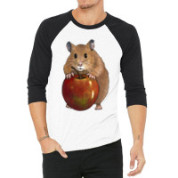 Hamster With Big Red Apple, Original Illustration, Cute Animal, Fruit 3/4 Sleeve Shirt | Artistshot