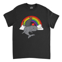 Limited Edition Black Cat Riding Narwhale Rainbow Heart Valentines Day Classic T-shirt | Artistshot