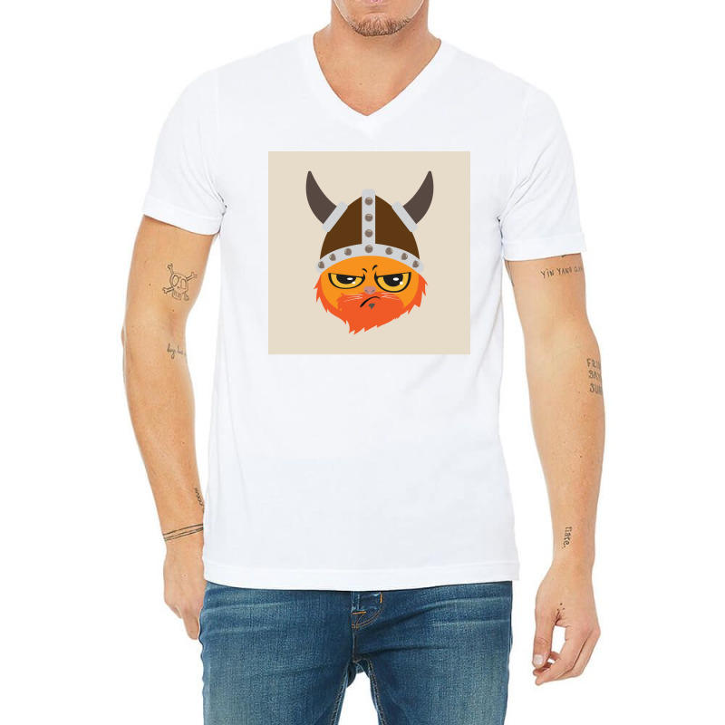 Viking Cat Cat Viking Helmet Emotion Gift  Boy Gift V-neck Tee | Artistshot