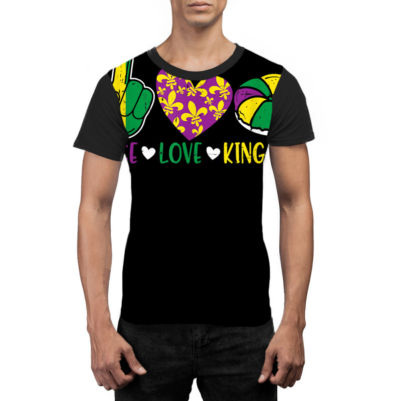 Peace Love King Cake Funny Mardi Gras Festival Party T Shirt Graphic T-shirt | Artistshot