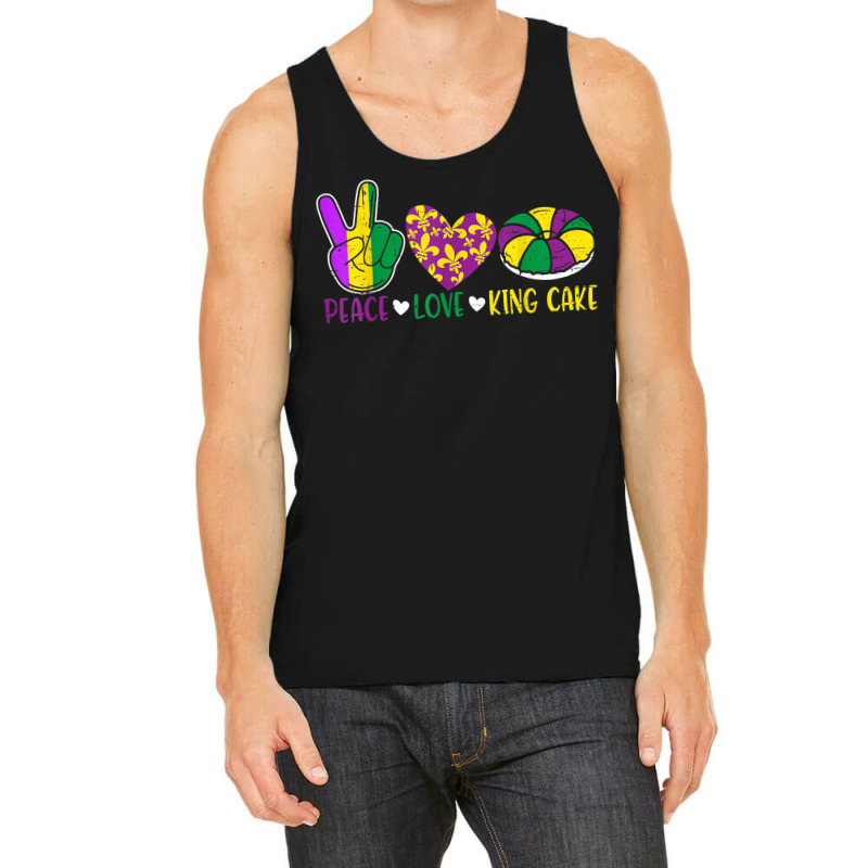 Peace Love King Cake Funny Mardi Gras Festival Party T Shirt Tank Top | Artistshot