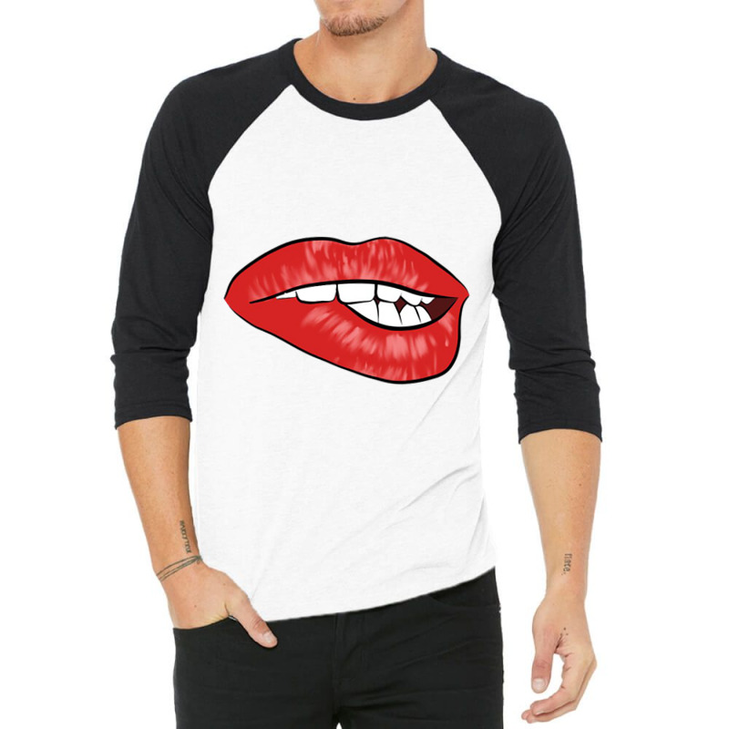 Kiss Fun Art Design - Red Lips 3/4 Sleeve Shirt | Artistshot