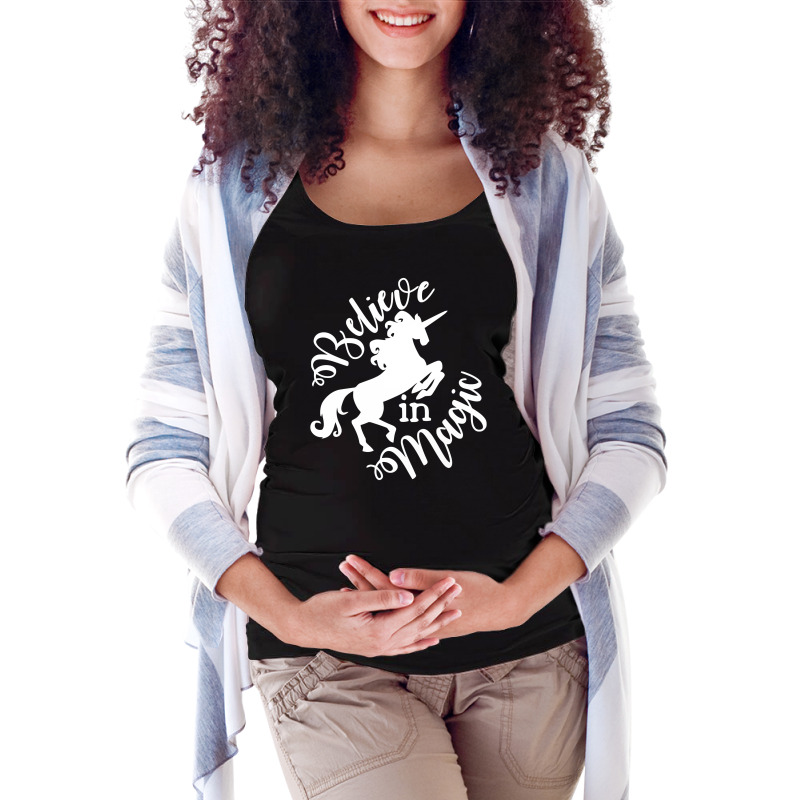 Believe In Magic Funny Unicorn Maternity Scoop Neck T-shirt by Farrel T-shirt | Artistshot