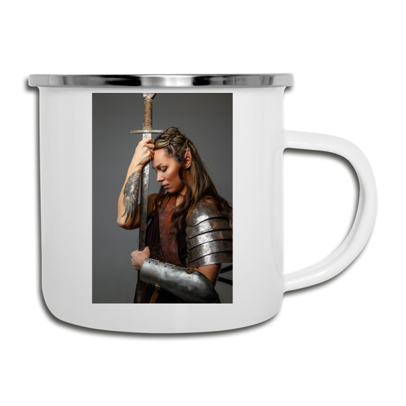 Viking Warrior Elf Woman Strong Goddess Female  Vintage Red Camper Cup | Artistshot