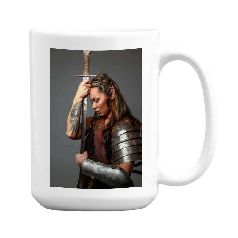 Viking Warrior Elf Woman Strong Goddess Female  Vintage Red 15 Oz Coffee Mug | Artistshot