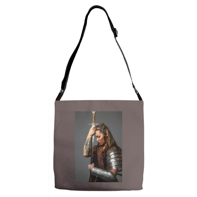 Viking Warrior Elf Woman Strong Goddess Female  Vintage Red Adjustable Strap Totes | Artistshot