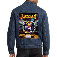 Black Vintage Retro Rayman Poster Graphic Men Denim Jacket | Artistshot