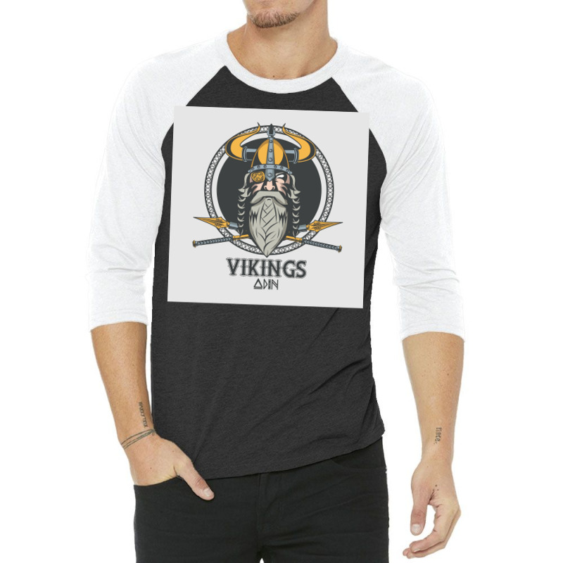 Vikings  Retro Blue Vintage 3/4 Sleeve Shirt | Artistshot