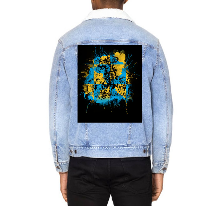 Wolf Viking Norse Mythology Ornate Wolves Odin  Blue Humor Unisex Sherpa-lined Denim Jacket | Artistshot