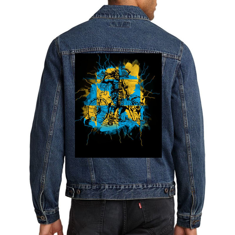 Wolf Viking Norse Mythology Ornate Wolves Odin  Blue Humor Men Denim Jacket | Artistshot