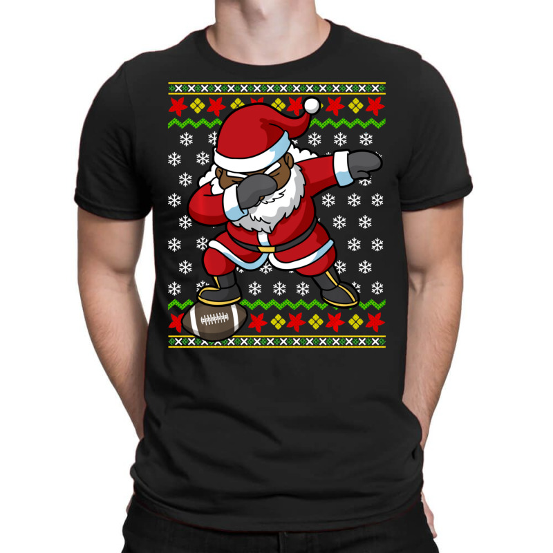 Limited Edition Football Dabbing Black African American Santa Christma T-shirt | Artistshot