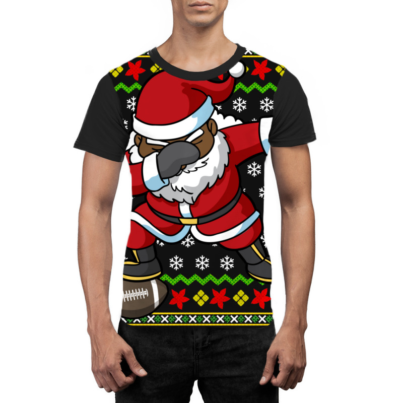 Limited Edition Football Dabbing Black African American Santa Christma Graphic T-shirt | Artistshot