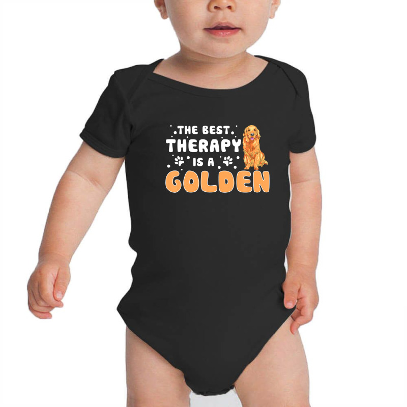 The Best Therapy Is A Golden Retriever Funny Dog Owners Baby Bodysuit by morapzebzerf | Artistshot