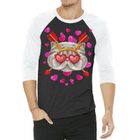 Persian Valentines Day T  Shirt Persian Valentines Day Cat Face Heart 3/4 Sleeve Shirt | Artistshot