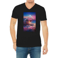 Trending Sun Light In Blue Sky Artsy Design V-neck Tee | Artistshot