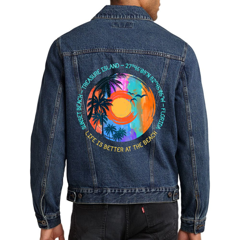 Limited Edition Sunset Beach, Treasure Island, Pinellas County, Florid Men Denim Jacket | Artistshot