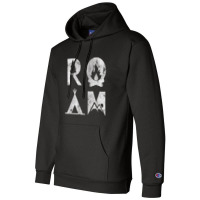 Roam Text Stack Explore Nature Camping Vintage Champion Hoodie | Artistshot