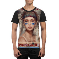 Native American Native Blood Runs Through My Veins  Vintage Blue Graphic T-shirt | Artistshot