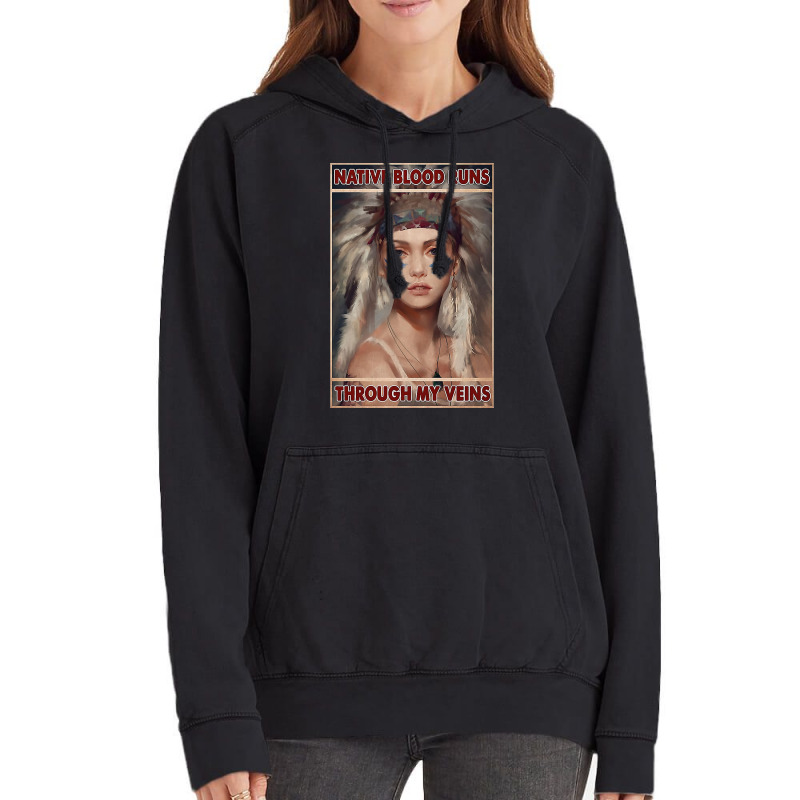 Native American Native Blood Runs Through My Veins  Vintage Blue Vintage Hoodie | Artistshot