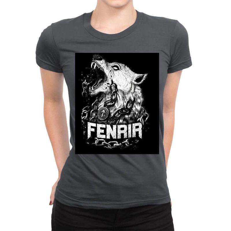 Fenrir Wolf Shirt And Hoodie Norse Mythology Creature  Aesthetic 70s Ladies Fitted T-Shirt by greigokovachi | Artistshot