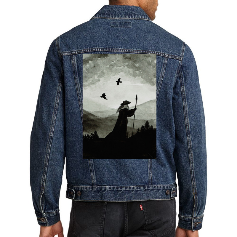 Odin Huginn And Muninn  80s Vintage Men Denim Jacket | Artistshot