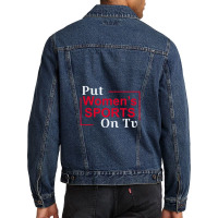 Put Women's Sports On Tv 3 Men Denim Jacket | Artistshot