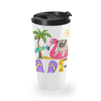 Flamingo Bird Love Summer Pug Flip Flops Flamingo Dog Pet Lover Tropic Travel Mug | Artistshot