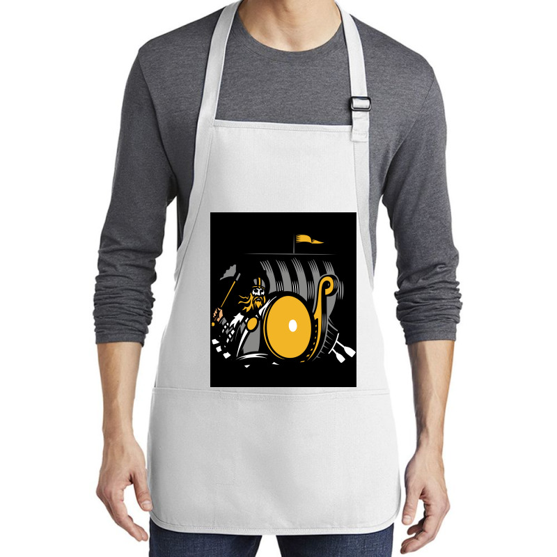 Proud Viking Warrior With Beard Helmet  Music Nostalgia Medium-length Apron | Artistshot