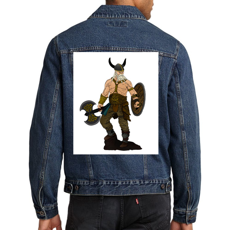 Shield And Axe As Good Gear For Bearded Viking Gift Idea For Hard Men Men Denim Jacket | Artistshot