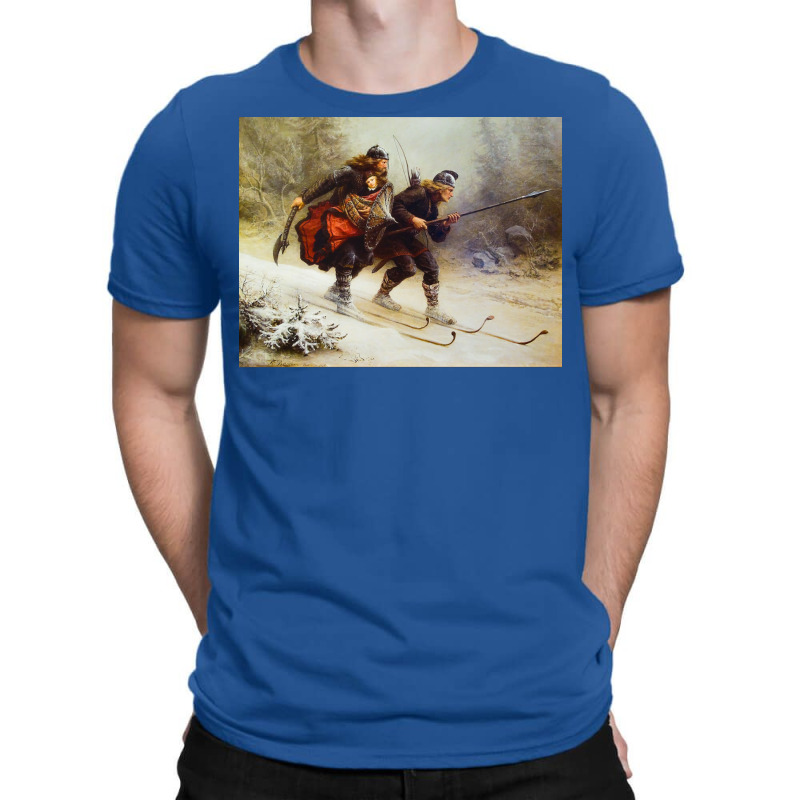 Skiing Birchlegs Crossing The Mountain With The Royal Child By Knud Be T-shirt | Artistshot