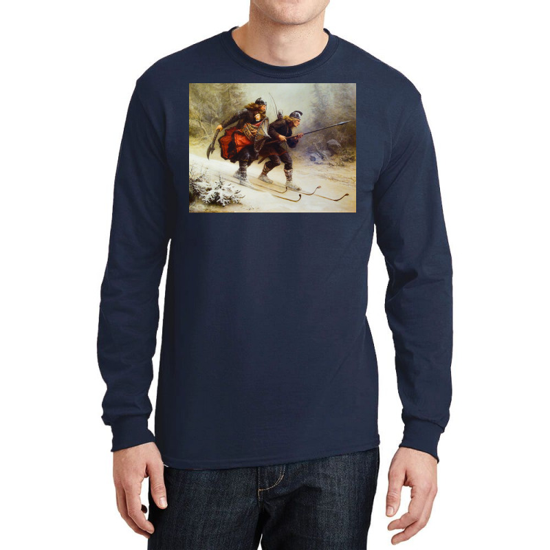 Skiing Birchlegs Crossing The Mountain With The Royal Child By Knud Be Long Sleeve Shirts | Artistshot