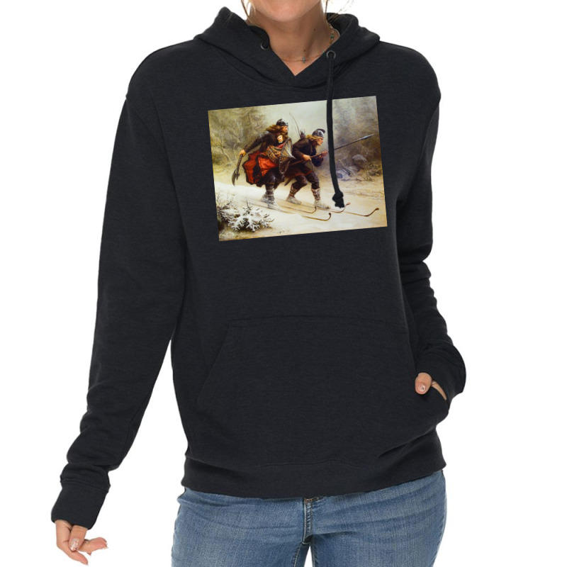 Skiing Birchlegs Crossing The Mountain With The Royal Child By Knud Be Lightweight Hoodie | Artistshot