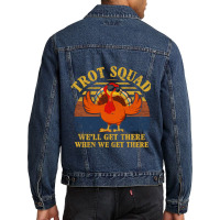 Turkey Trot Squad Funny Thanksgiving Running Costu Men Denim Jacket | Artistshot