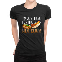 Im Just Here For The Hot Dogs Funny Fast Food Gift Sausages In Bun  1 Ladies Fitted T-shirt | Artistshot