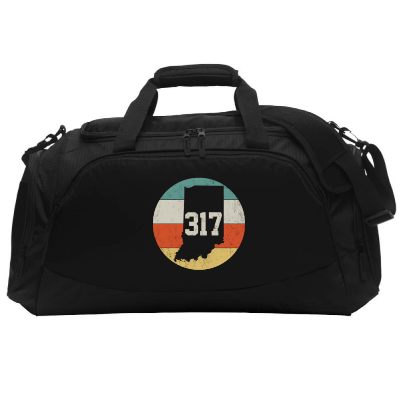 317 Area Code Indiana Retro Vintage Active Duffel | Artistshot