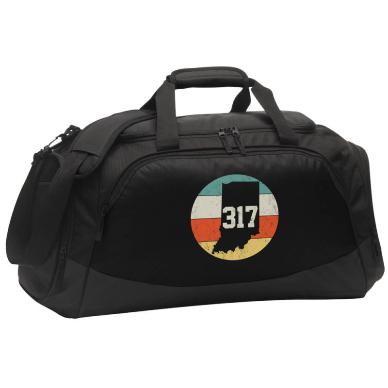 317 Area Code Indiana Retro Vintage Active Duffel | Artistshot