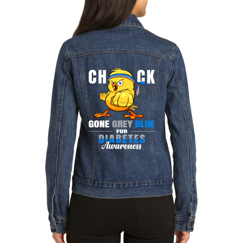 Diabetes Diabetic Funny Chick Warrior 414 Diabetes Awareness Ladies Denim Jacket by JESSICAMARTINA | Artistshot