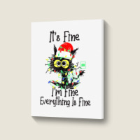 It's Fine I'm Fine Everything Is Fine Wine Glass Christmas T Shirt Portrait Canvas Print | Artistshot