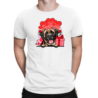 Mastiff Valentines Day Dog Hearts Balloons Flowers T-shirt | Artistshot