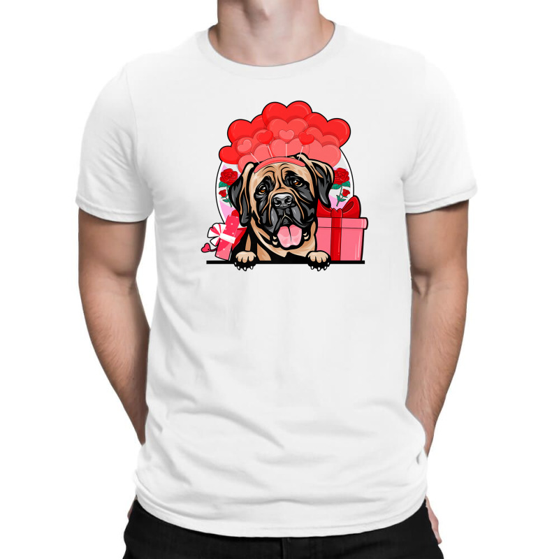 Mastiff Valentines Day Dog Hearts Balloons Flowers T-Shirt by martiamuracit | Artistshot