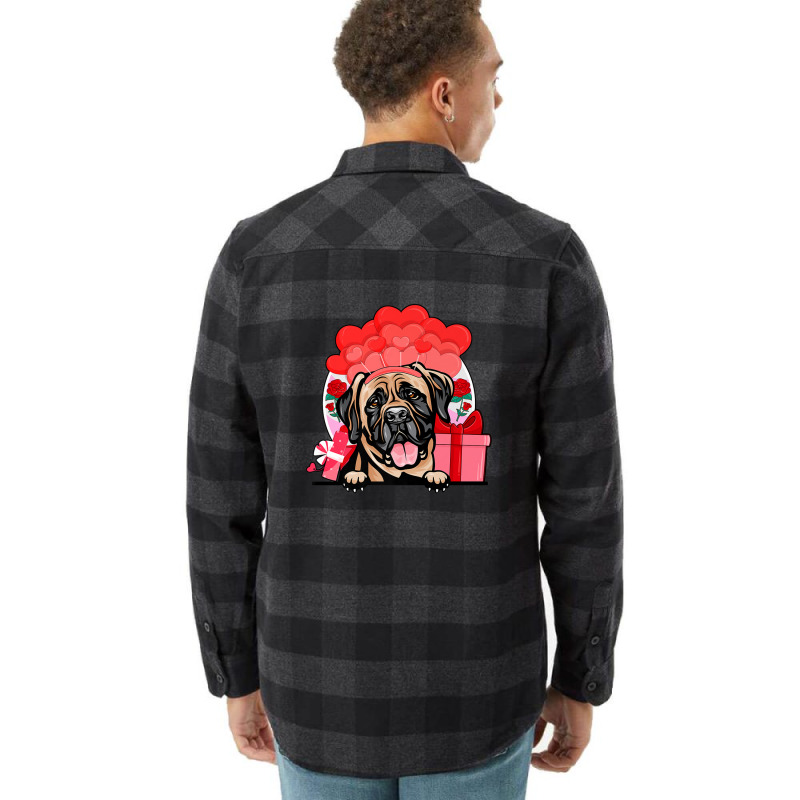 Mastiff Valentines Day Dog Hearts Balloons Flowers Flannel Shirt by martiamuracit | Artistshot