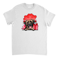 Mastiff Valentines Day Dog Hearts Balloons Flowers Classic T-shirt | Artistshot