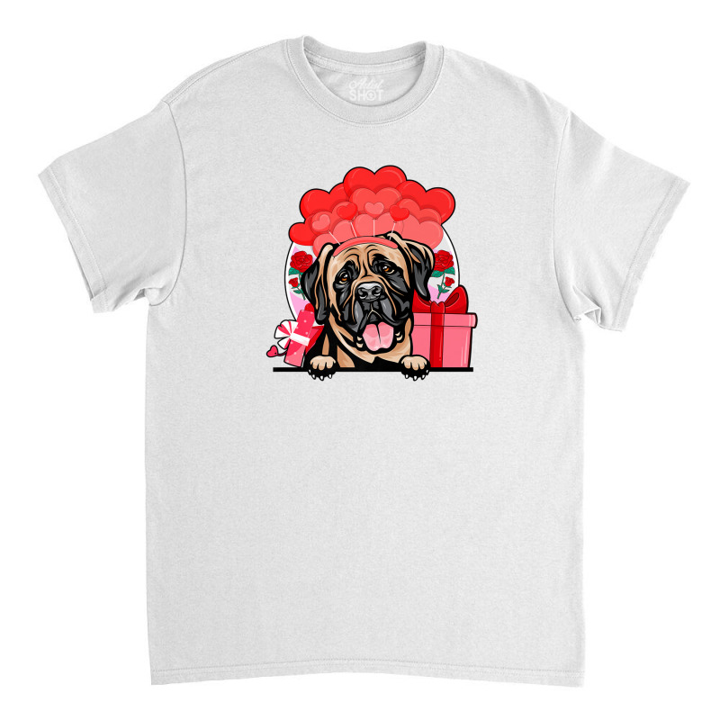 Mastiff Valentines Day Dog Hearts Balloons Flowers Classic T-shirt by martiamuracit | Artistshot