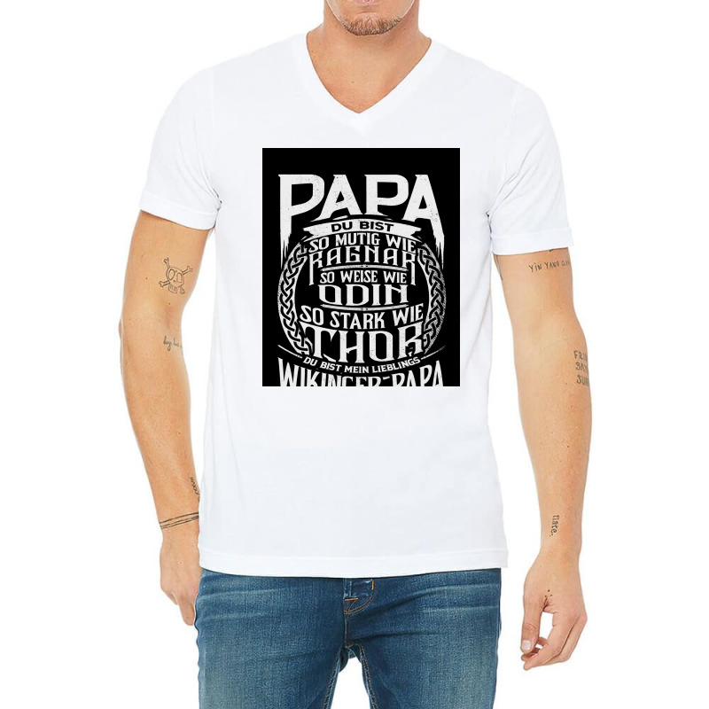 Viking Papa Odin Ragnar Fatherx27s Day  Trending 70s V-neck Tee | Artistshot