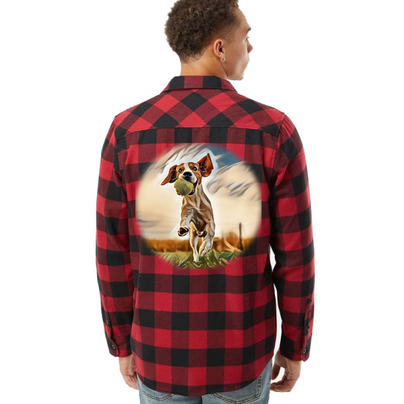 Beagle Dog Fun In Garden Outdors Run And Jump With Ball Towards Camer Flannel Shirt | Artistshot