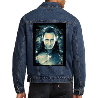 Distressed Portrait Poster Green (1) Men Denim Jacket | Artistshot