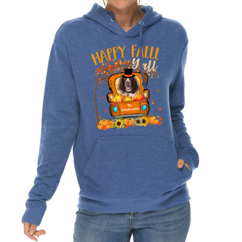 Happy Fall Y'all English Springer Spaniel Dog Truck Pumpkin T Shirt Lightweight Hoodie | Artistshot