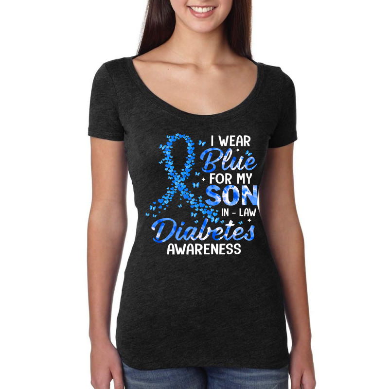 Diabetes Diabetic I Wear Blue For Son In Law Diabetes Awareness Family Women's Triblend Scoop T-shirt by JESSICAMARTINA | Artistshot